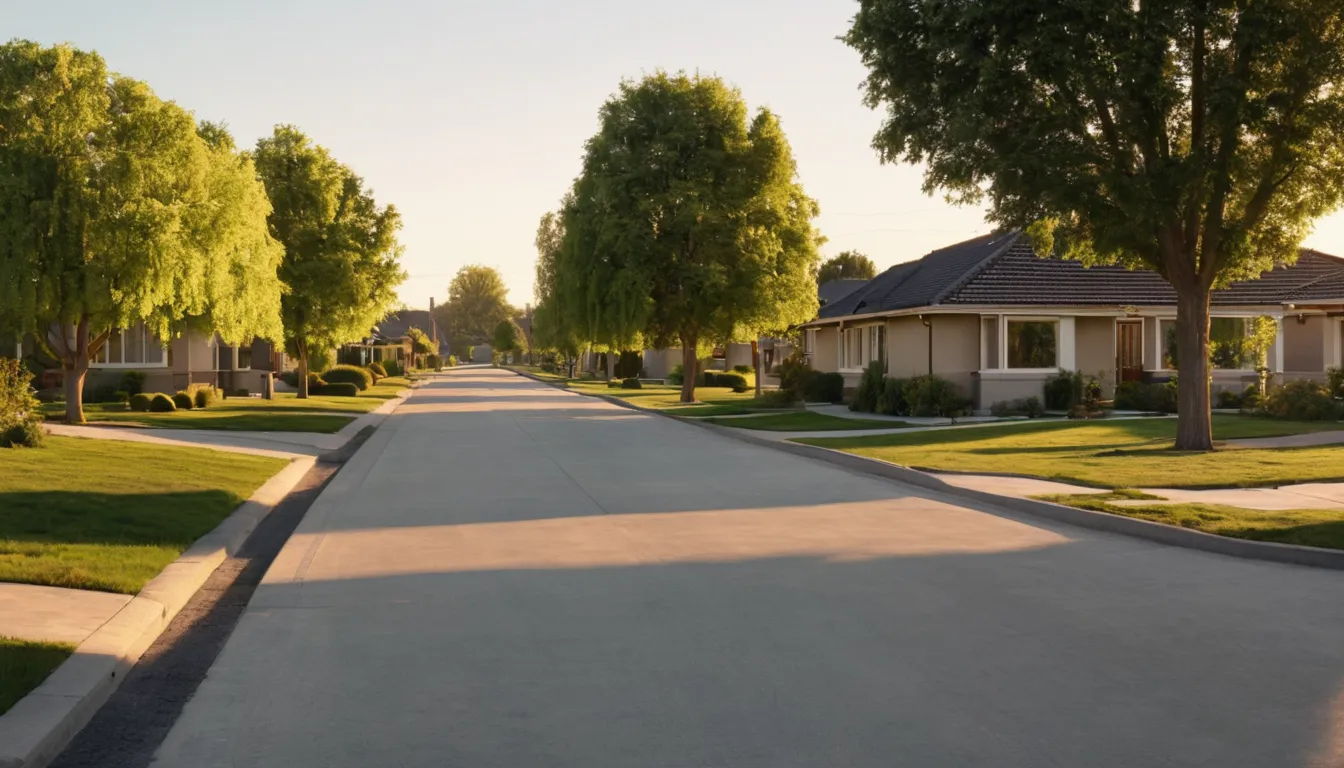 A residential street with new concrete driveways in Cleveland